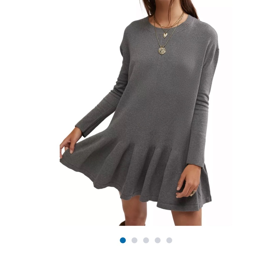 Free People Charcoal Long Sleeve Dress NWOT